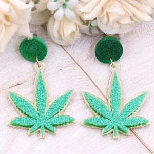 420 dangle drop leaf earrings
